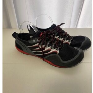 Merrell Trail Glove Mens Barefoot Running Shoes Black Red Vibrant Sole Size 12